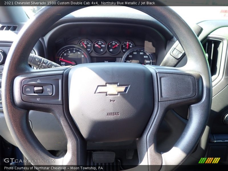 Northsky Blue Metallic / Jet Black 2021 Chevrolet Silverado 1500 Custom Double Cab 4x4