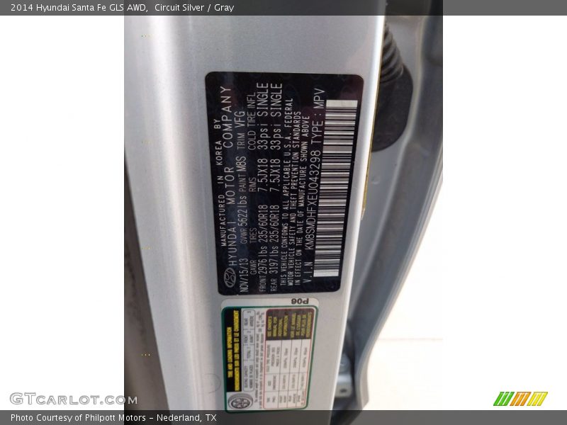 2014 Santa Fe GLS AWD Circuit Silver Color Code M8S