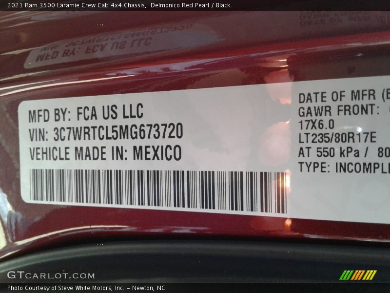Delmonico Red Pearl / Black 2021 Ram 3500 Laramie Crew Cab 4x4 Chassis