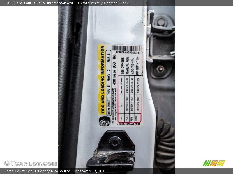 Oxford White / Charcoal Black 2013 Ford Taurus Police Interceptor AWD