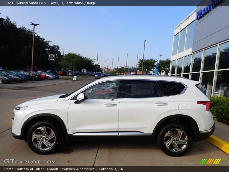 Quartz White / Beige 2021 Hyundai Santa Fe SEL AWD