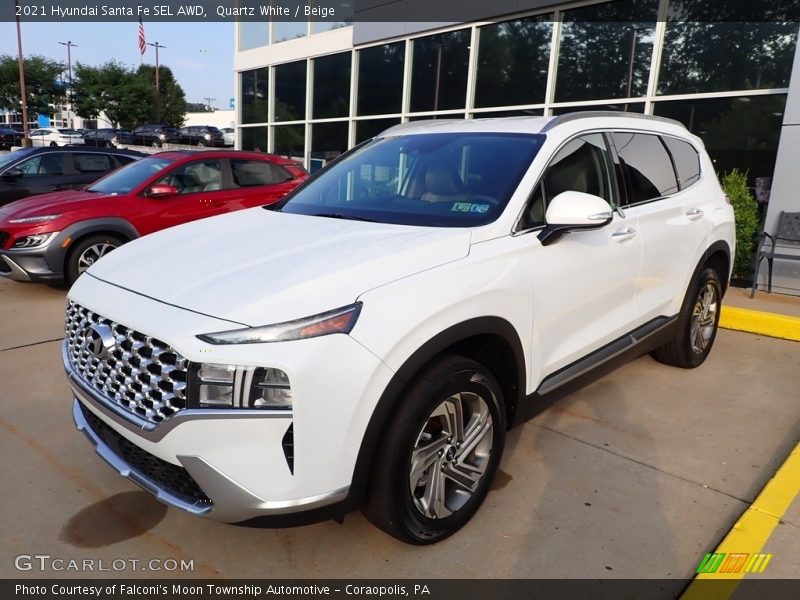 Quartz White / Beige 2021 Hyundai Santa Fe SEL AWD