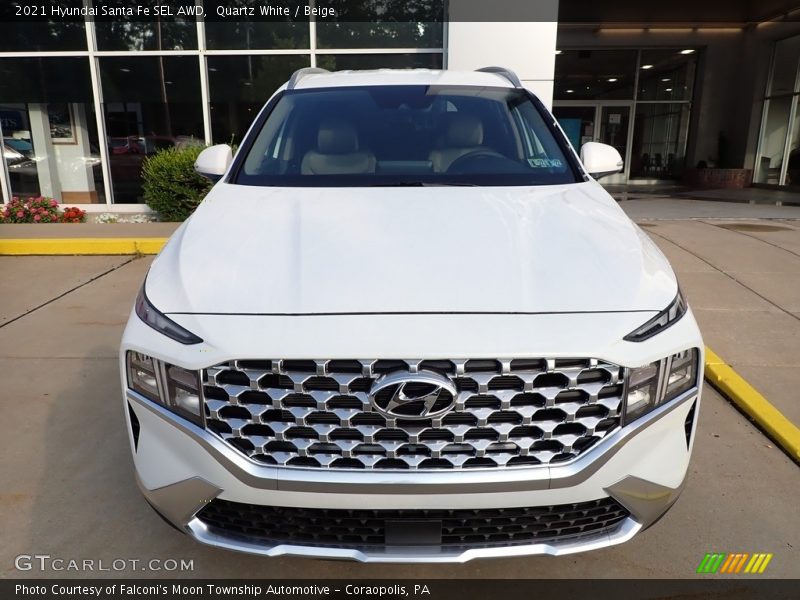 Quartz White / Beige 2021 Hyundai Santa Fe SEL AWD