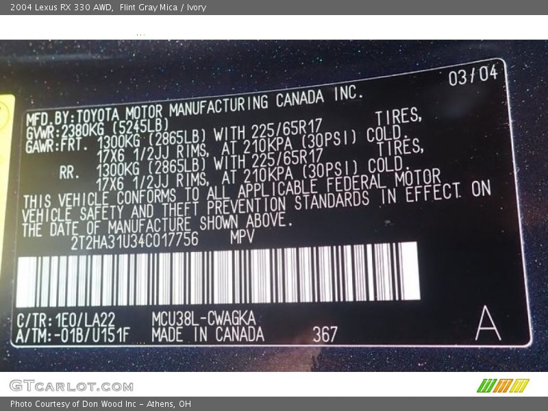 Flint Gray Mica / Ivory 2004 Lexus RX 330 AWD