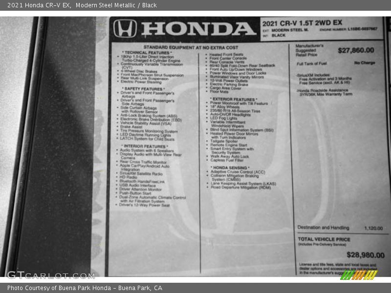 Modern Steel Metallic / Black 2021 Honda CR-V EX