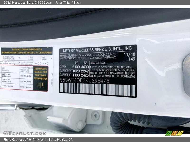 Polar White / Black 2019 Mercedes-Benz C 300 Sedan