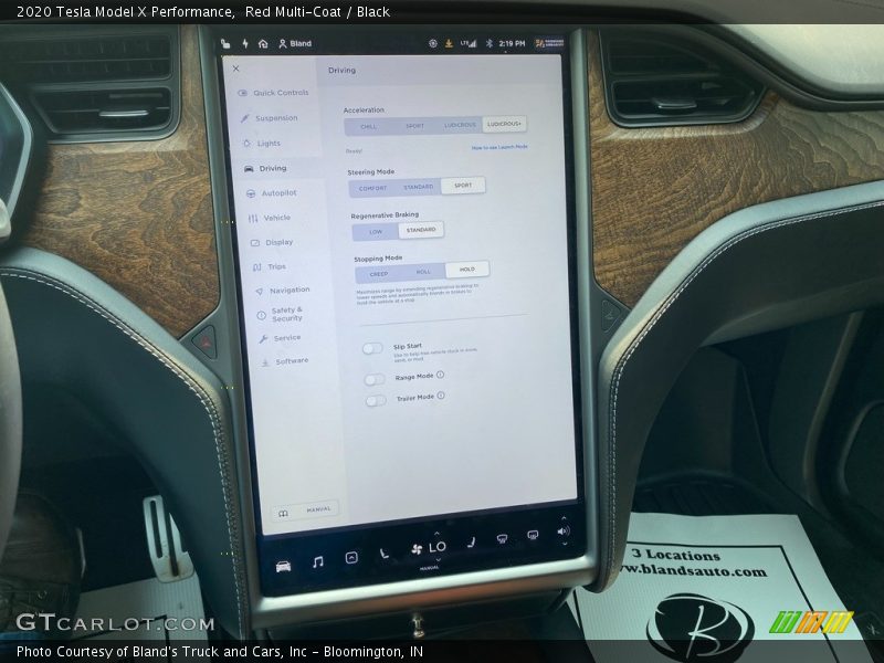 Controls of 2020 Model X Performance