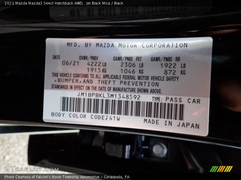 Jet Black Mica / Black 2021 Mazda Mazda3 Select Hatchback AWD
