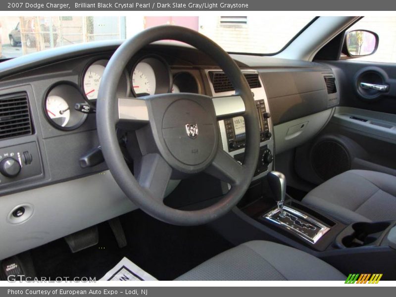 Brilliant Black Crystal Pearl / Dark Slate Gray/Light Graystone 2007 Dodge Charger