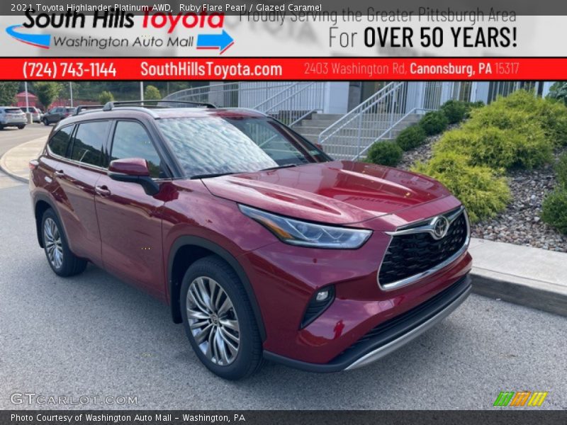 Ruby Flare Pearl / Glazed Caramel 2021 Toyota Highlander Platinum AWD