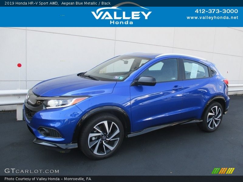 Aegean Blue Metallic / Black 2019 Honda HR-V Sport AWD