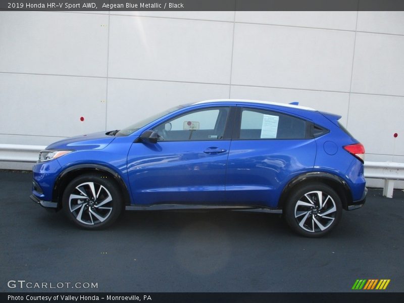 Aegean Blue Metallic / Black 2019 Honda HR-V Sport AWD