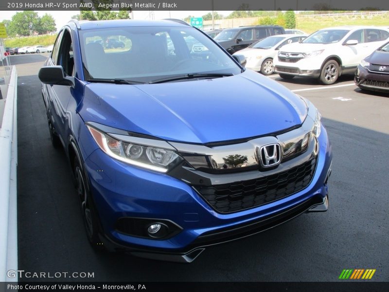 Aegean Blue Metallic / Black 2019 Honda HR-V Sport AWD