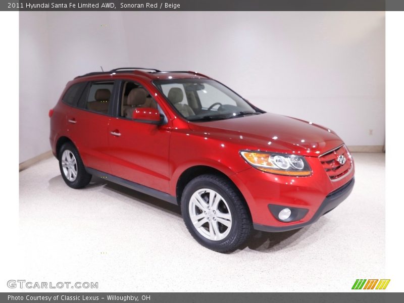 Sonoran Red / Beige 2011 Hyundai Santa Fe Limited AWD