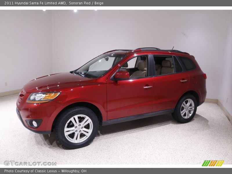 Sonoran Red / Beige 2011 Hyundai Santa Fe Limited AWD