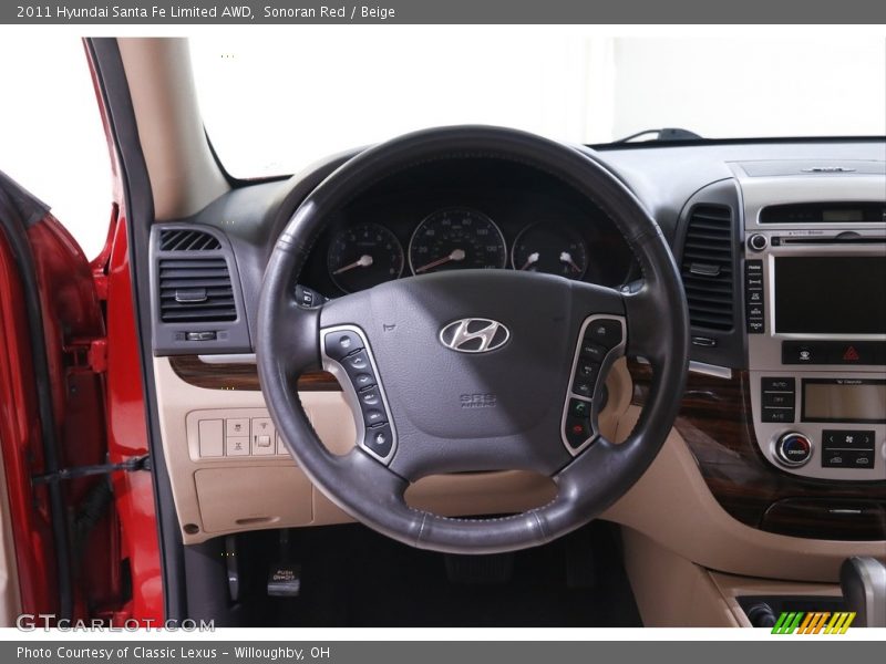 Sonoran Red / Beige 2011 Hyundai Santa Fe Limited AWD
