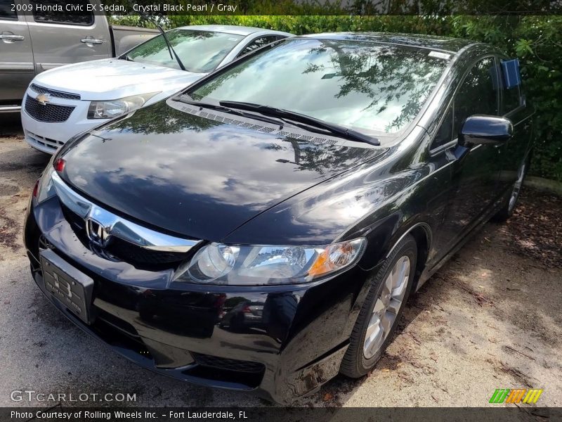 Crystal Black Pearl / Gray 2009 Honda Civic EX Sedan