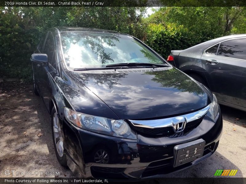 Crystal Black Pearl / Gray 2009 Honda Civic EX Sedan