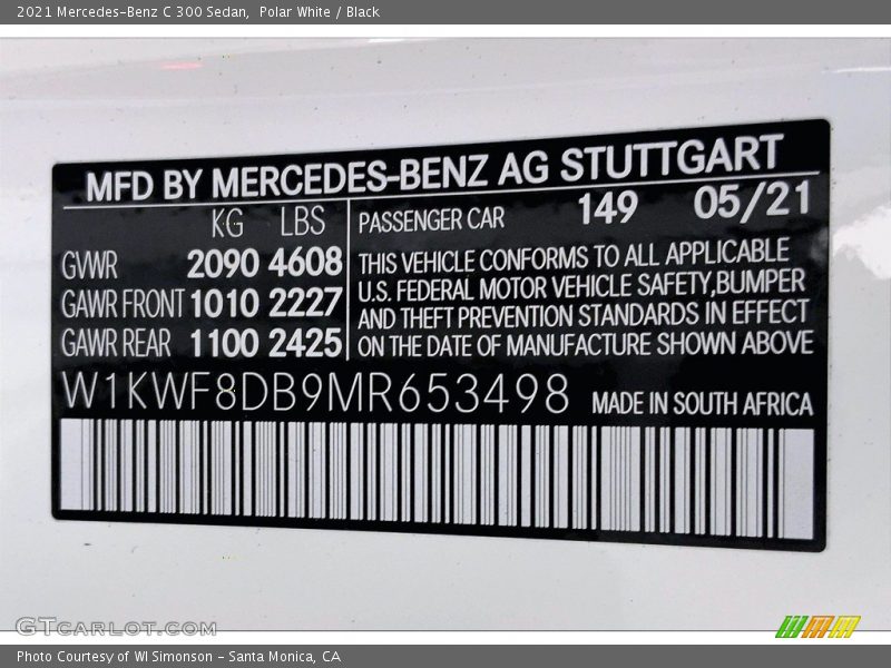 Polar White / Black 2021 Mercedes-Benz C 300 Sedan