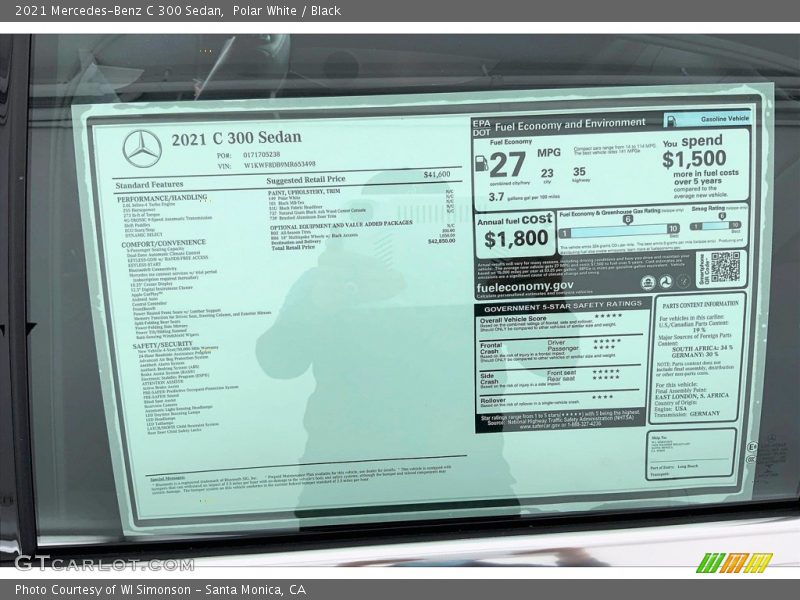 Polar White / Black 2021 Mercedes-Benz C 300 Sedan