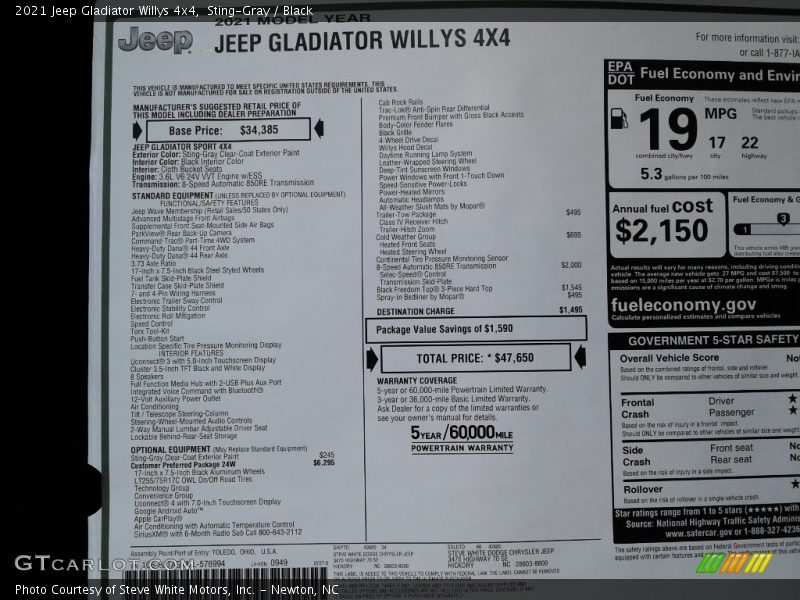 Sting-Gray / Black 2021 Jeep Gladiator Willys 4x4