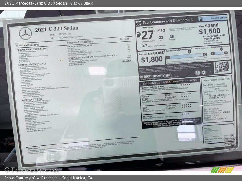 Black / Black 2021 Mercedes-Benz C 300 Sedan