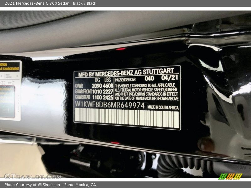 Black / Black 2021 Mercedes-Benz C 300 Sedan