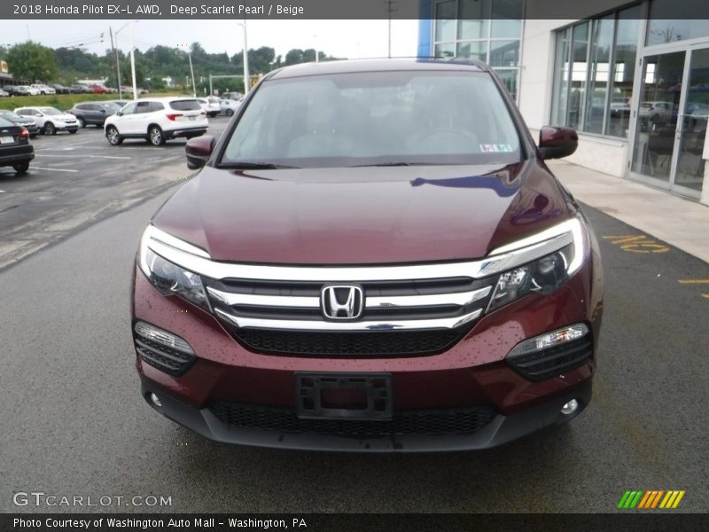 Deep Scarlet Pearl / Beige 2018 Honda Pilot EX-L AWD