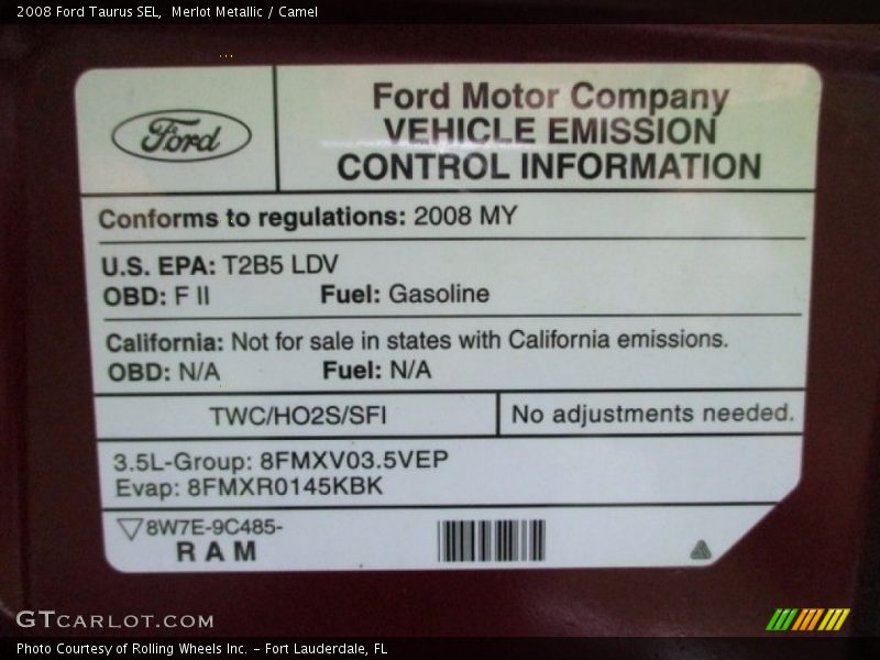 Merlot Metallic / Camel 2008 Ford Taurus SEL