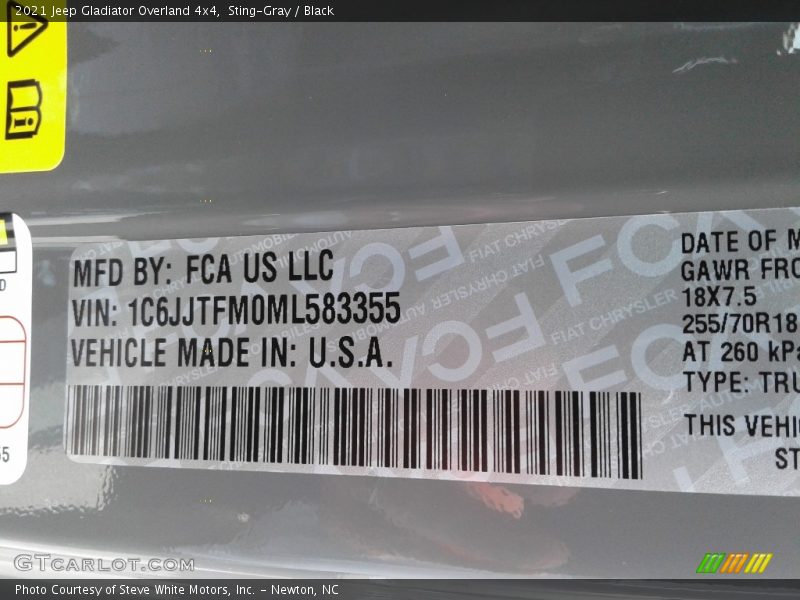 Sting-Gray / Black 2021 Jeep Gladiator Overland 4x4