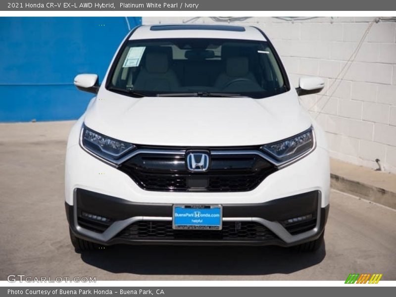 Platinum White Pearl / Ivory 2021 Honda CR-V EX-L AWD Hybrid