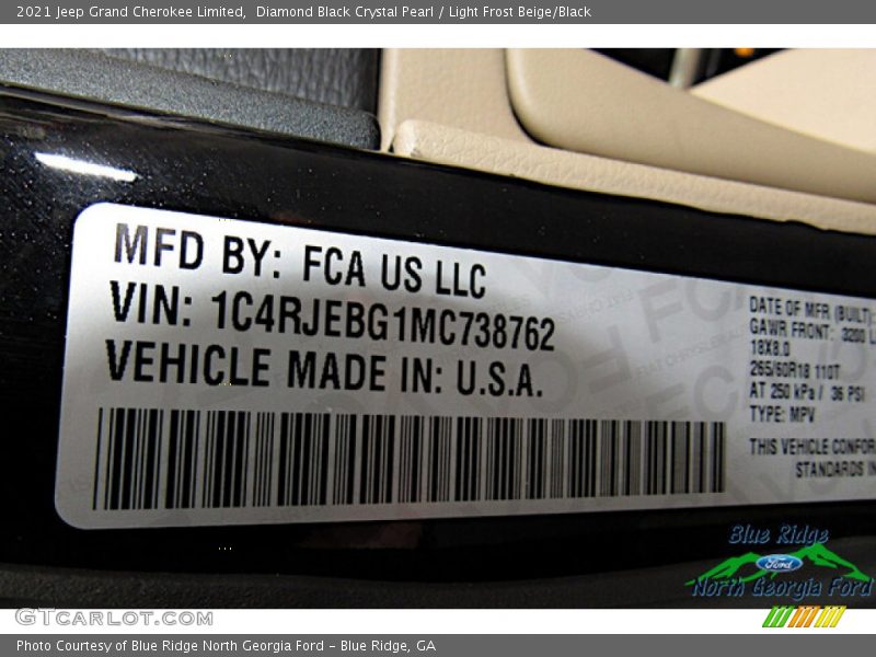 Diamond Black Crystal Pearl / Light Frost Beige/Black 2021 Jeep Grand Cherokee Limited