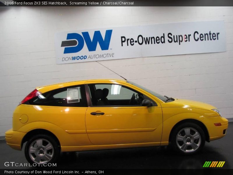 Screaming Yellow / Charcoal/Charcoal 2006 Ford Focus ZX3 SES Hatchback