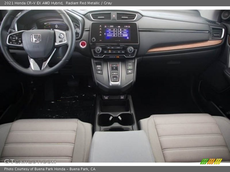 Radiant Red Metallic / Gray 2021 Honda CR-V EX AWD Hybrid