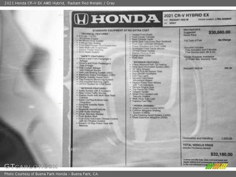 Radiant Red Metallic / Gray 2021 Honda CR-V EX AWD Hybrid