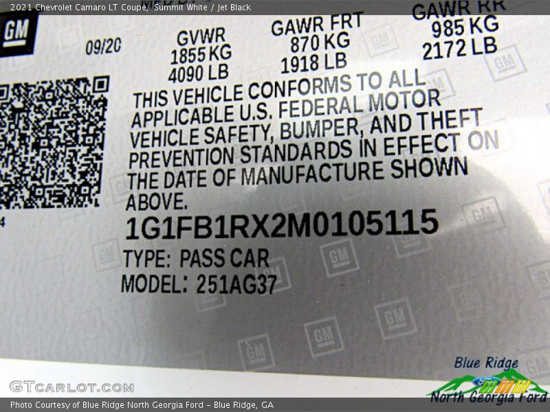 Summit White / Jet Black 2021 Chevrolet Camaro LT Coupe