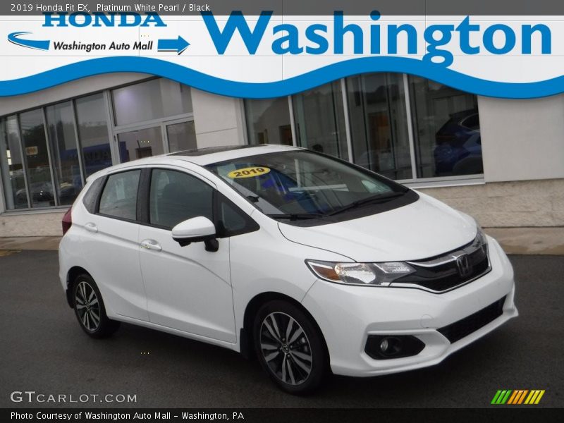 Platinum White Pearl / Black 2019 Honda Fit EX