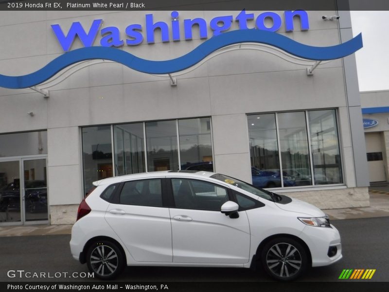Platinum White Pearl / Black 2019 Honda Fit EX