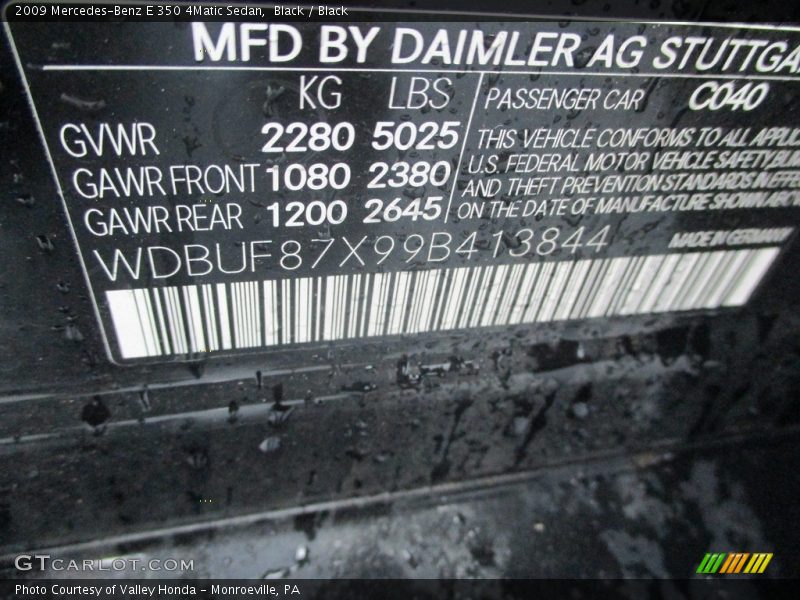 Black / Black 2009 Mercedes-Benz E 350 4Matic Sedan