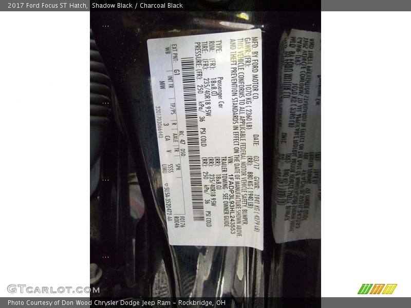 Shadow Black / Charcoal Black 2017 Ford Focus ST Hatch