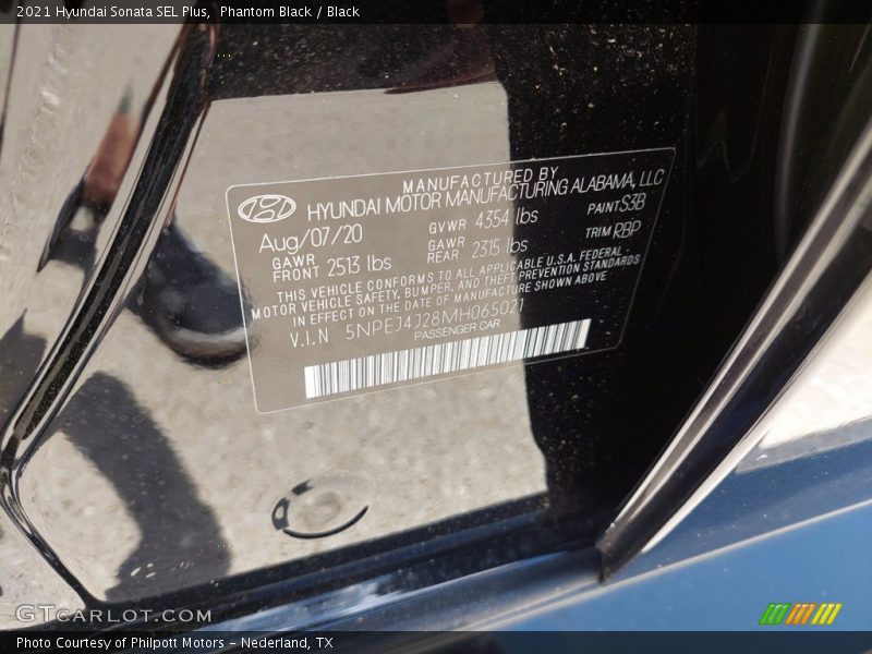 Phantom Black / Black 2021 Hyundai Sonata SEL Plus