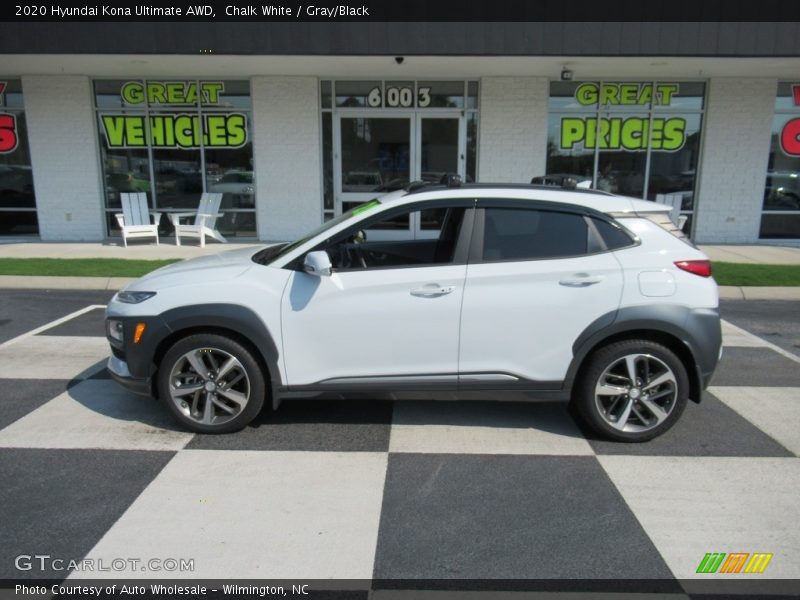 Chalk White / Gray/Black 2020 Hyundai Kona Ultimate AWD