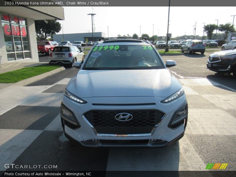 Chalk White / Gray/Black 2020 Hyundai Kona Ultimate AWD