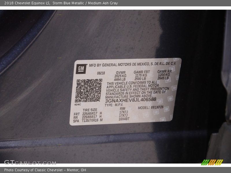 Storm Blue Metallic / Medium Ash Gray 2018 Chevrolet Equinox LS