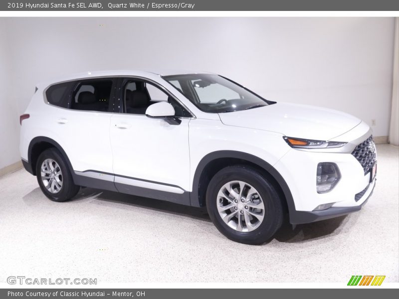 Quartz White / Espresso/Gray 2019 Hyundai Santa Fe SEL AWD