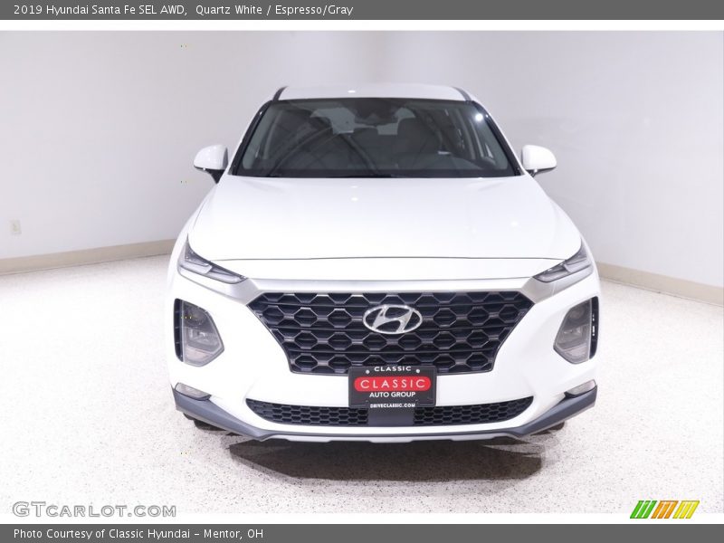 Quartz White / Espresso/Gray 2019 Hyundai Santa Fe SEL AWD