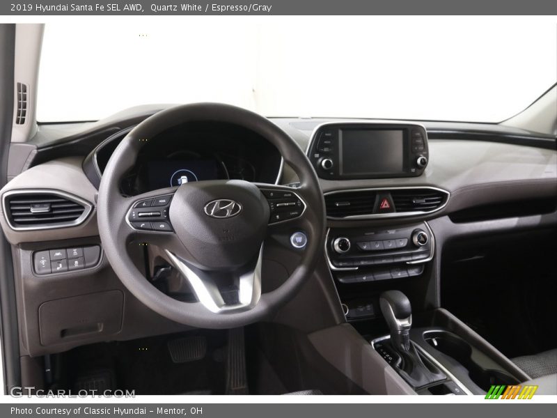 Quartz White / Espresso/Gray 2019 Hyundai Santa Fe SEL AWD