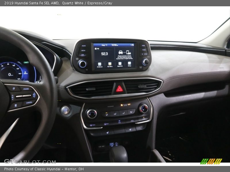 Quartz White / Espresso/Gray 2019 Hyundai Santa Fe SEL AWD