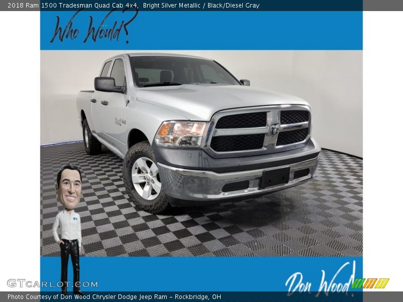 Bright Silver Metallic / Black/Diesel Gray 2018 Ram 1500 Tradesman Quad Cab 4x4