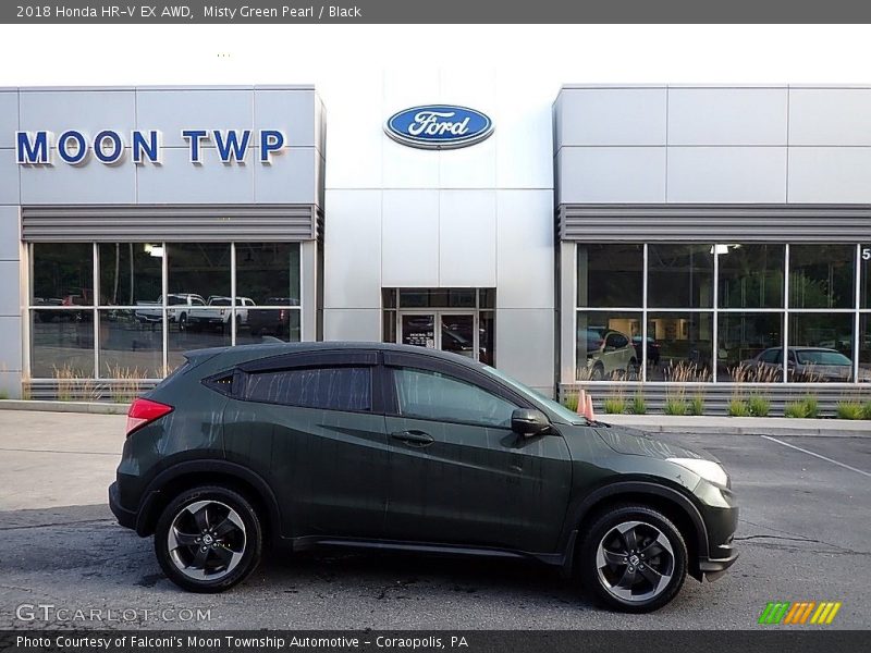 Misty Green Pearl / Black 2018 Honda HR-V EX AWD